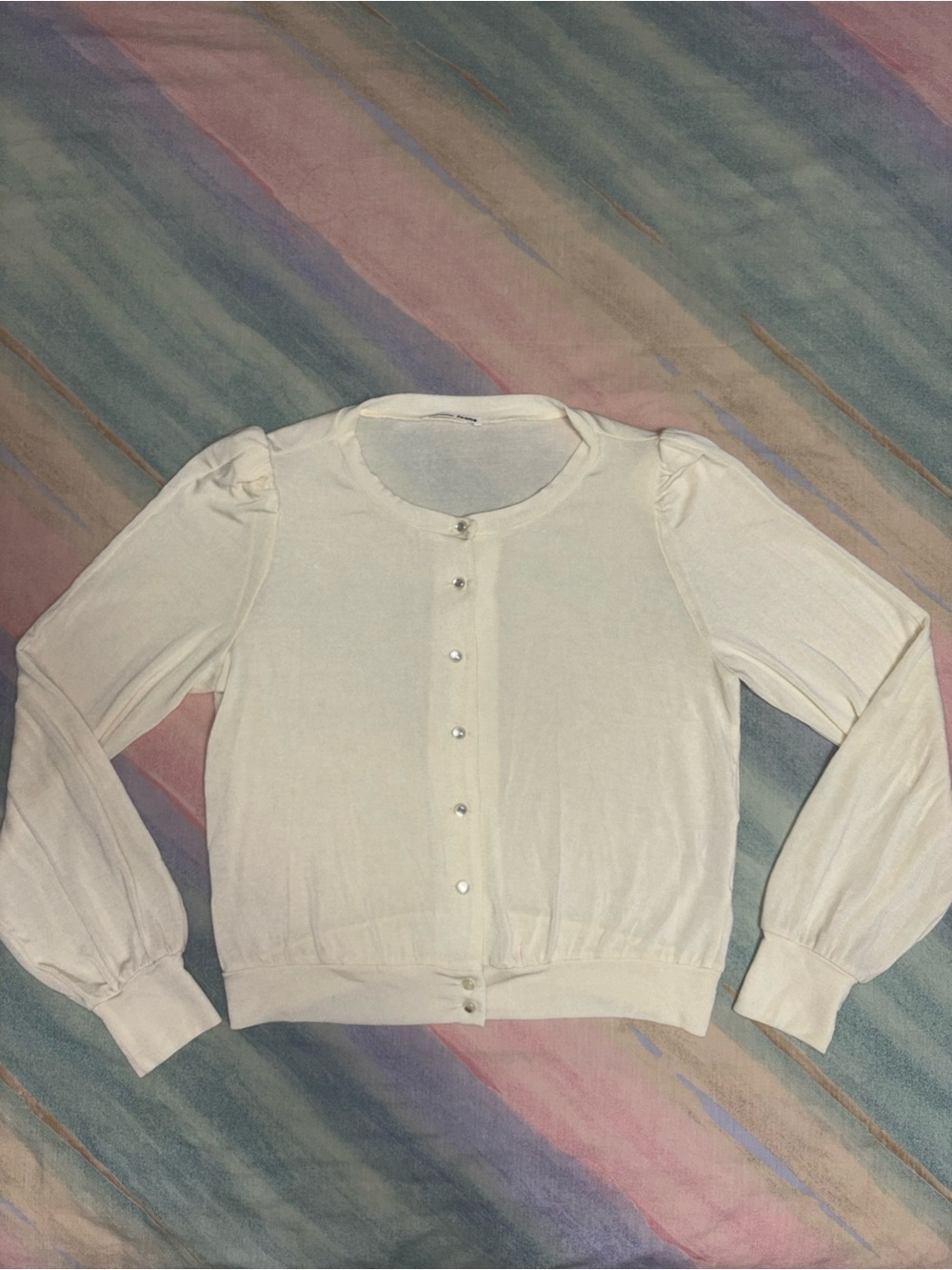 Reformation Jeans Womens Cream Balloon Sleeve Button Down Cardigan size XL